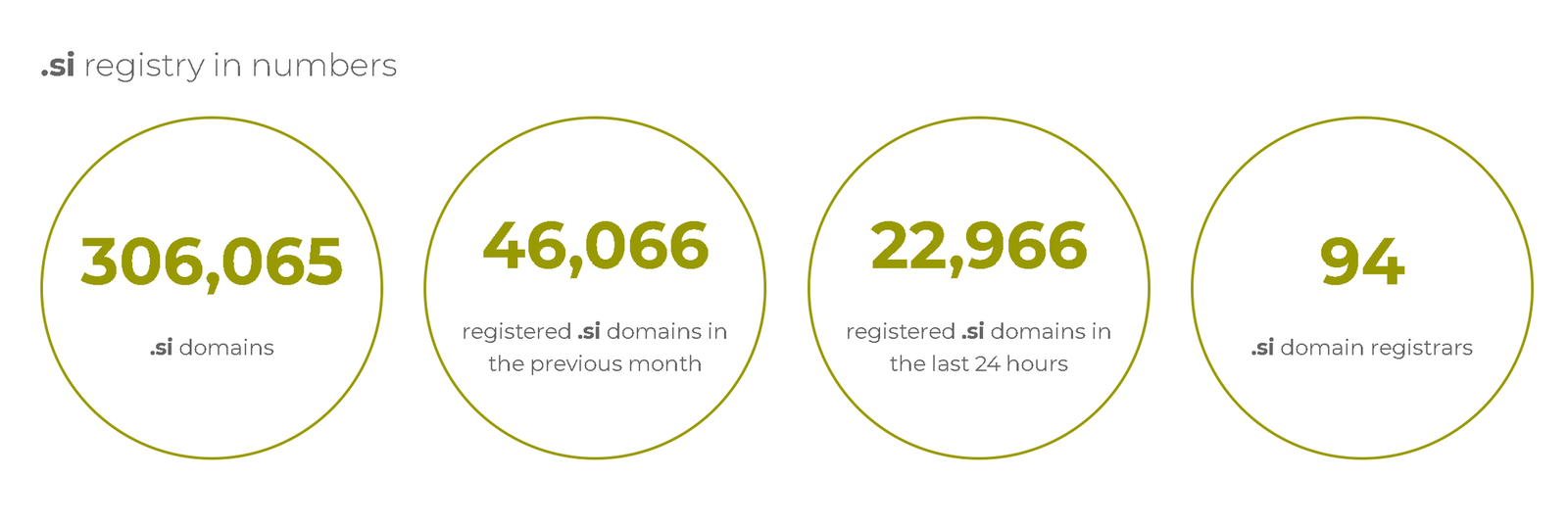 The .si registry counter at 4:09 PM CT on Oct. 5, 2026: 306,065 .si domains, 46,066 registered in the previous month, 22,966 in the last 24 hours, 94 registrars